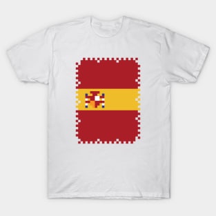 Flag of Spain - Pixel Post Stamp T-Shirt